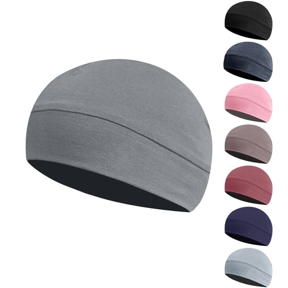 UTSJKR Unisex Beanie for Women Men Soft Smooth Stretch Winter Beanie Solid Color Warm Hats Sleepwear Night Cap Dark Gray