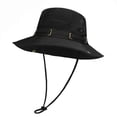 thumbnail image 1 of UTSJKR Unisex Breathable Outdoor Bucket Hat, UPF 50 Sun Protection Adjustable Chin Strap Cap for Hiking Black, 1 of 2