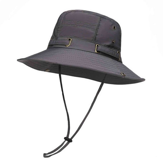 UTSJKR Unisex Breathable Outdoor Bucket Hat, UPF 50 Sun Protection Adjustable Chin Strap Cap for Hiking Gray