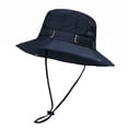 thumbnail image 1 of UTSJKR Unisex Breathable Outdoor Bucket Hat, UPF 50 Sun Protection Adjustable Chin Strap Cap for Hiking Navy, 1 of 7