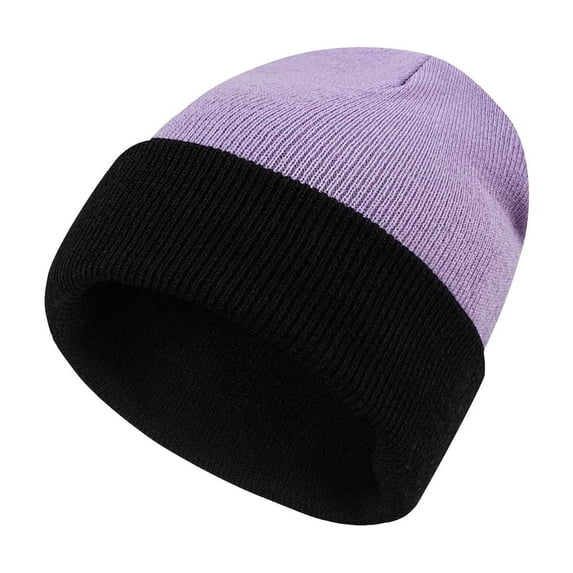 UTSJKR Unisex Classic Striped Knit Earflap Beanie Hat, Soft Warm Elastic Fabric, Thermal Cold Resistant Cap for Skiing Cycling Outdoor Casual Activities Purple