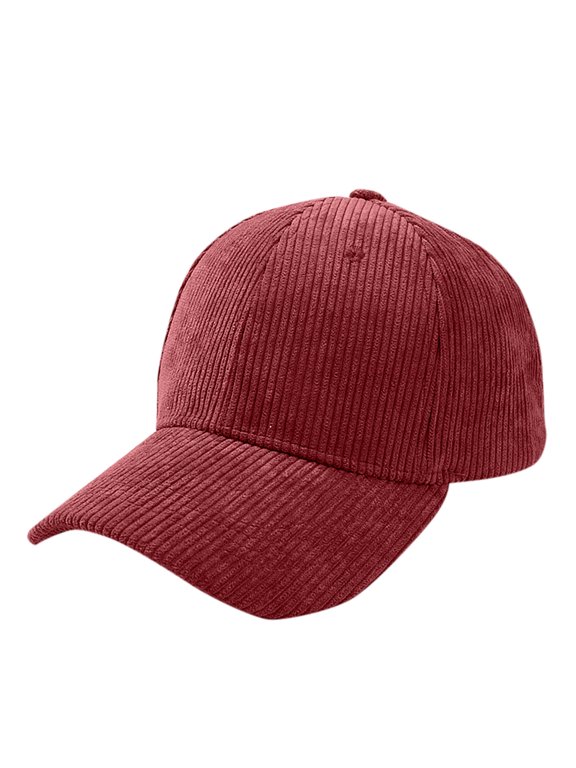 Unisex Corduroy Baseball Cap Classic Vintage Solid Color Adjustable Trucker Cap Hat for Outdoor Travel Wine