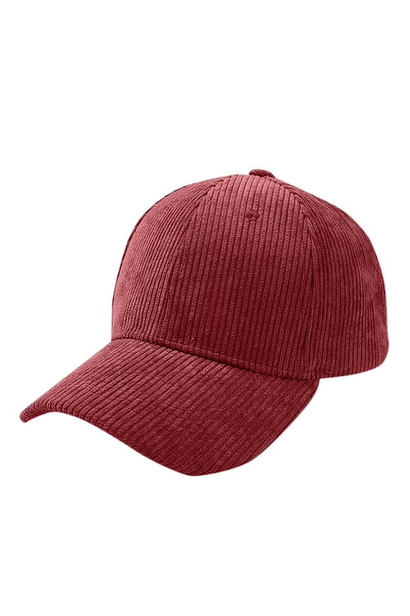 Unisex Corduroy Baseball Cap Classic Vintage Solid Color Adjustable Trucker Cap Hat for Outdoor Travel Wine