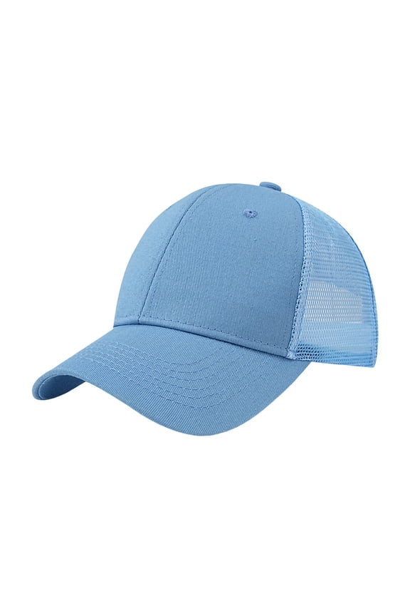 Unisex Corduroy Mesh Back Trucker Cap, Classic Five-Panel Breathable Adjustable Outdoor Sun Hat Light Blue