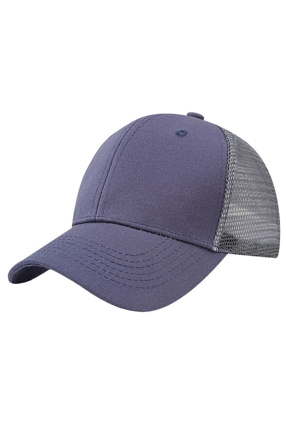 Unisex Corduroy Mesh Back Trucker Cap, Classic Five-Panel Breathable Adjustable Outdoor Sun Hat Navy