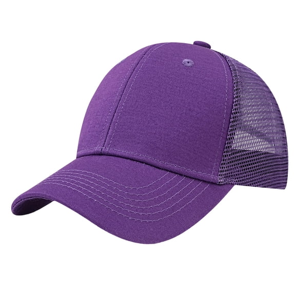 UTSJKR Unisex Corduroy Mesh Back Trucker Cap, Classic Five-Panel Breathable Adjustable Outdoor Sun Hat Purple