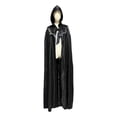 thumbnail image 1 of UTSJKR Unisex Full‑Length Satin Hooded Cape Cloak with Front Bow Tie for Halloween Witch Vampire Cosplay Carnival Fancy Dress Party Costume Accessory Black L, 1 of 2