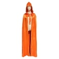 thumbnail image 1 of UTSJKR Unisex Full‑Length Satin Hooded Cape Cloak with Front Bow Tie for Halloween Witch Vampire Cosplay Carnival Fancy Dress Party Costume Accessory Orange L, 1 of 2