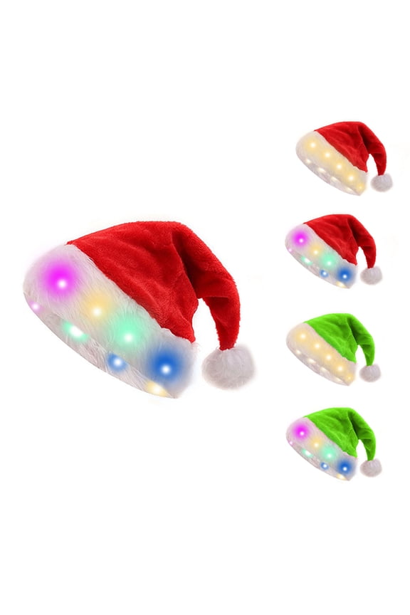 Unisex Light Up Santa Hat with Built In Colorful LED Strip for Winter Holiday Parade Indoor Gala Backyard Watch Party Eye Catching Festive Headpiece Wine