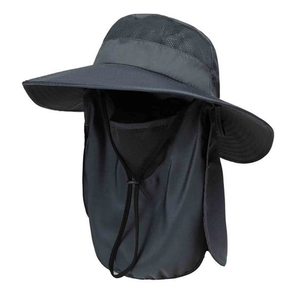 UTSJKR Unisex Outdoor Fishing Bucket Hat, UPF 50 UV Protection Adjustable Chin Strap Breathable Sun Cap Dark Gray