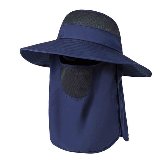 UTSJKR Unisex Outdoor Fishing Bucket Hat, UPF 50 UV Protection Adjustable Chin Strap Breathable Sun Cap Navy