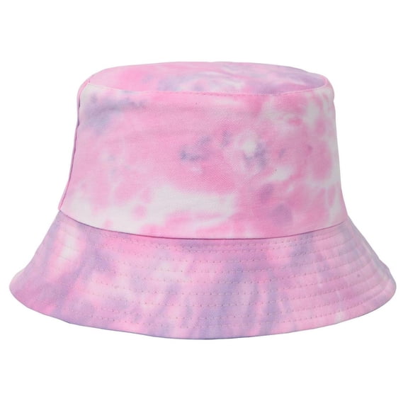 UTSJKR Unisex Pastel Tie Dye Two-Sided Bucket Hat, Lightweight Adjustable Boho Style Vacation Sun Cap Hot Pink