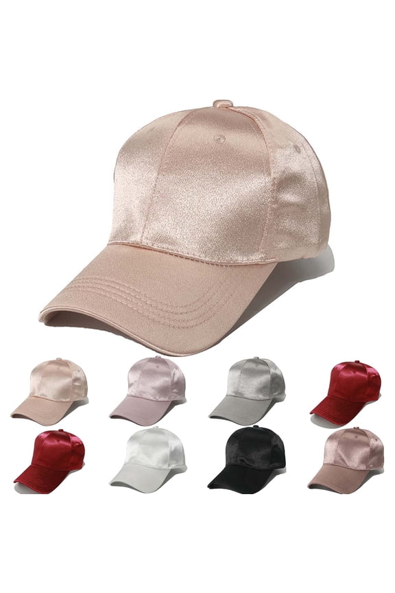 Unisex Plain Polyester Satin Baseball Cap Sun Protection Visor Trucker Hats for Women Men Outdoor Dad Hat Breathable Black