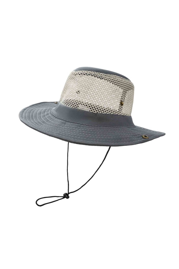 Unisex Solid Foldable Sun Bucket Hat, UPF 50 Adjustable Chin Strap Breathable Cap for Fishing Travel Gray