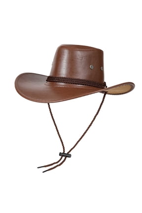 Unisex Solid Western Cowboy Hat, UPF 50 UV Protection Wide Brim Adjustable Jazz Cap for Street Wear Brown