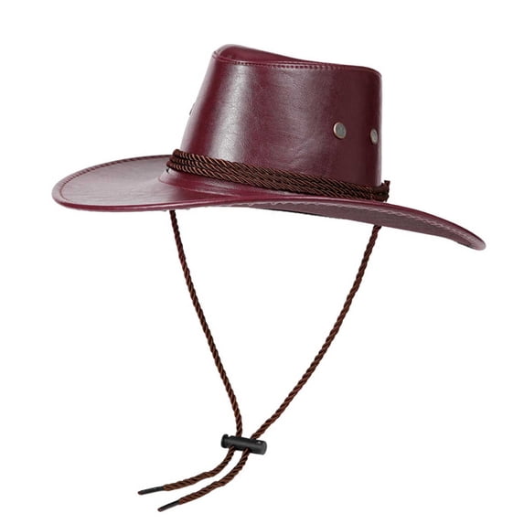 UTSJKR Unisex Solid Western Cowboy Hat, UPF 50 UV Protection Wide Brim Adjustable Jazz Cap for Street Wear Wine