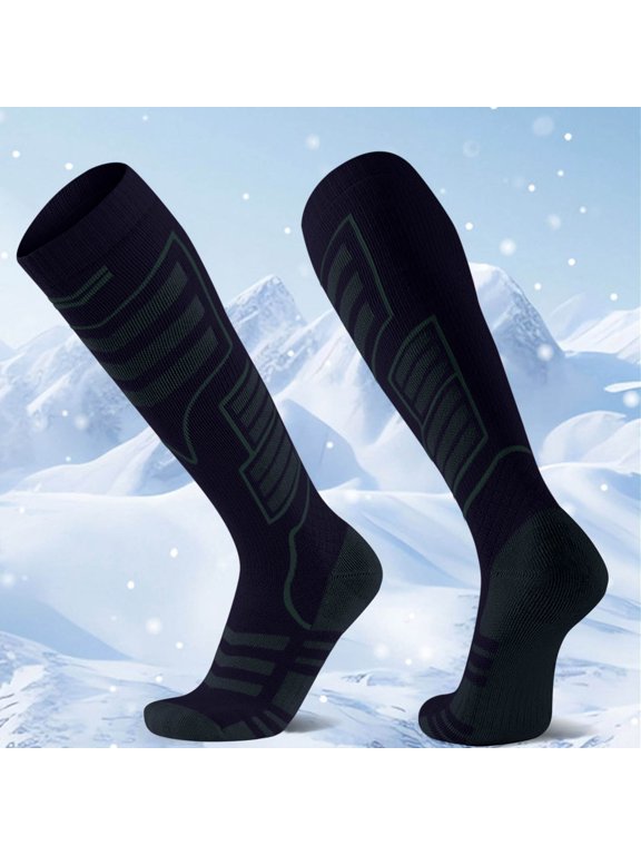 Unisex Thermal Ski Knee High Socks, Thick Cushioned Long Socks for Snow Sports Hiking and Cold Weather Outdoor Adventures, 1 Pair