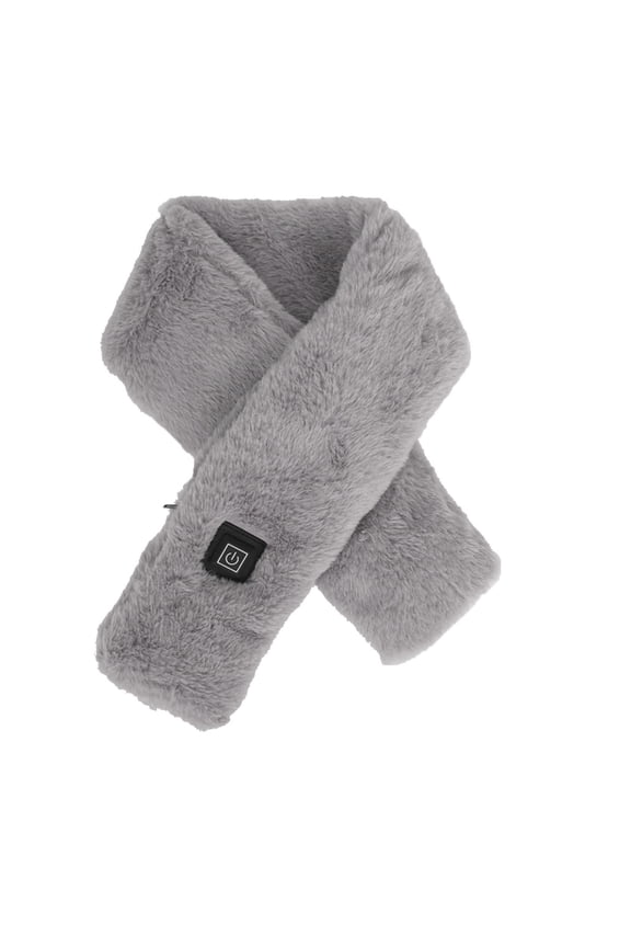 Unisex Three Level Adjust Thermal Neck Wrap Plush Usb Charging Neck Guard for Winter Skiing Morning Outdoor Commutes Gray