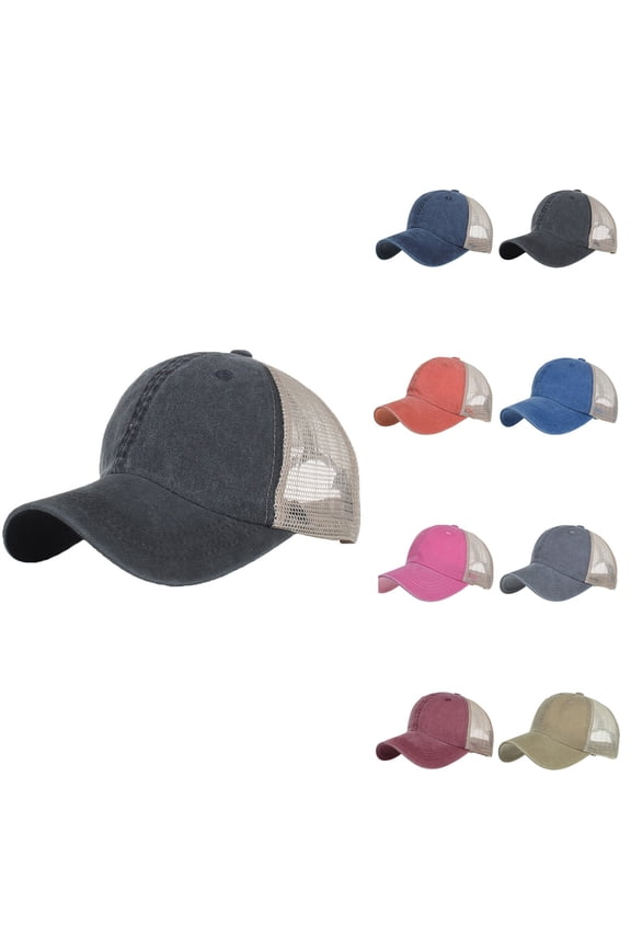 Unisex Two Tone Washed Mesh Back Trucker Cap for Summer Camping Hiking Daily Errands Ventilated Lightweight Sun Protection Hat Orange
