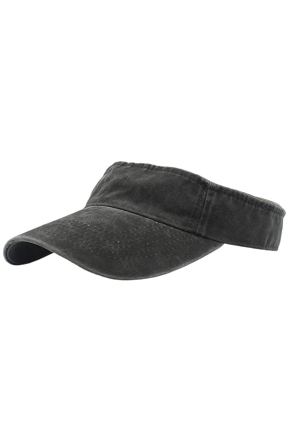 Unisex Washed Denim Sun Visor Hat, Retro Distressed Breathable Adjustable Cap Summer Beach Outdoor Black