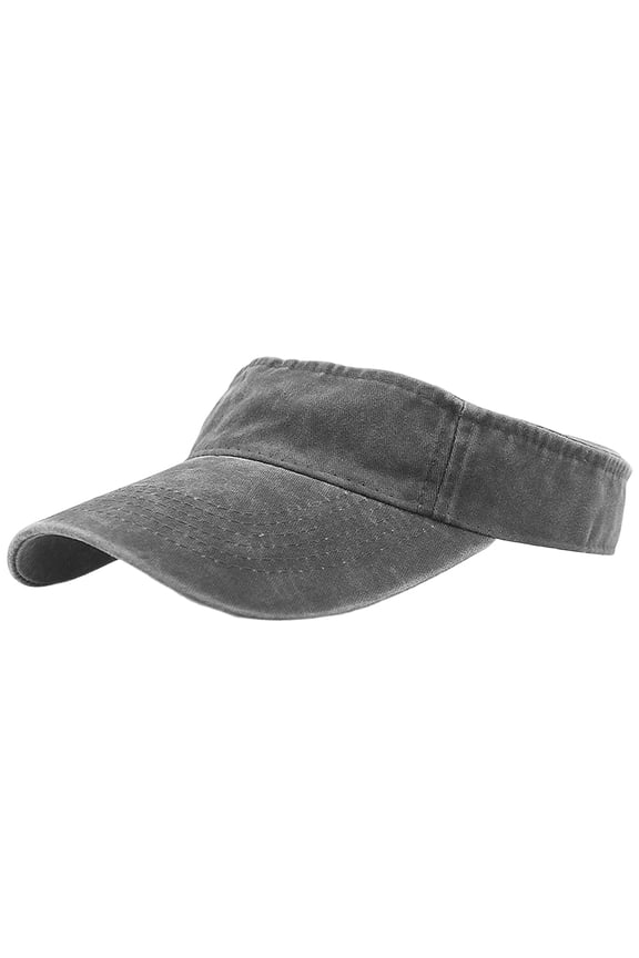 Unisex Washed Denim Sun Visor Hat, Retro Distressed Breathable Adjustable Cap Summer Beach Outdoor Gray