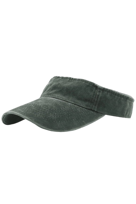 Unisex Washed Denim Sun Visor Hat, Retro Distressed Breathable Adjustable Cap Summer Beach Outdoor Green