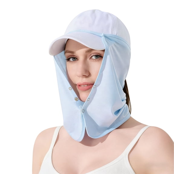 UTSJKR Universal Detachable Sun Shield Neck Flap, Breathable Adjustable Face Cover Accessory for Baseball Cap Blue