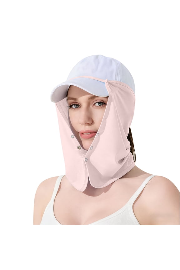 Universal Detachable Sun Shield Neck Flap, Breathable Adjustable Face Cover Accessory for Baseball Cap Pink