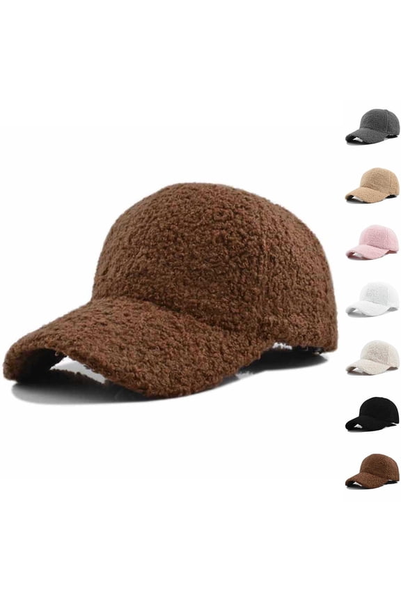 Winter Baseball Cap for Women Lamb Wool Solid Color Warm Baseball Cap for Outdoor 2026 Travel Hat White