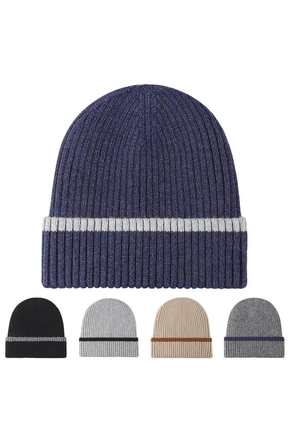 Winter Beanie Hat for Women Men Knit Hats Outdoor Warm Soft Cuffed Knitted Cap Slouchy Skull Caps Dark Gray