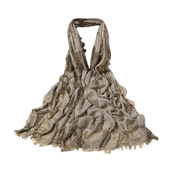 UTSJKR Winter Fall Mens Cotton Linen Crinkle Vintage Striped Casual Soft Scarf Fashion Solid Scarf Wrap Shawl Gray