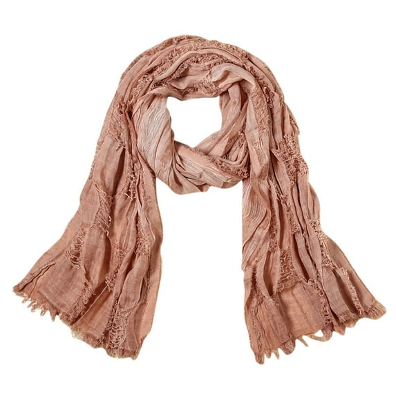 UTSJKR Winter Fall Mens Cotton Linen Crinkle Vintage Striped Casual Soft Scarf Fashion Solid Scarf Wrap Shawl Pink