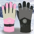 thumbnail image 1 of UTSJKR Winter Gloves Women Men Waterproof Skiing Snow Windproof Thermal Double Layer Warm Gloves for Running Hiking Pink, 1 of 1