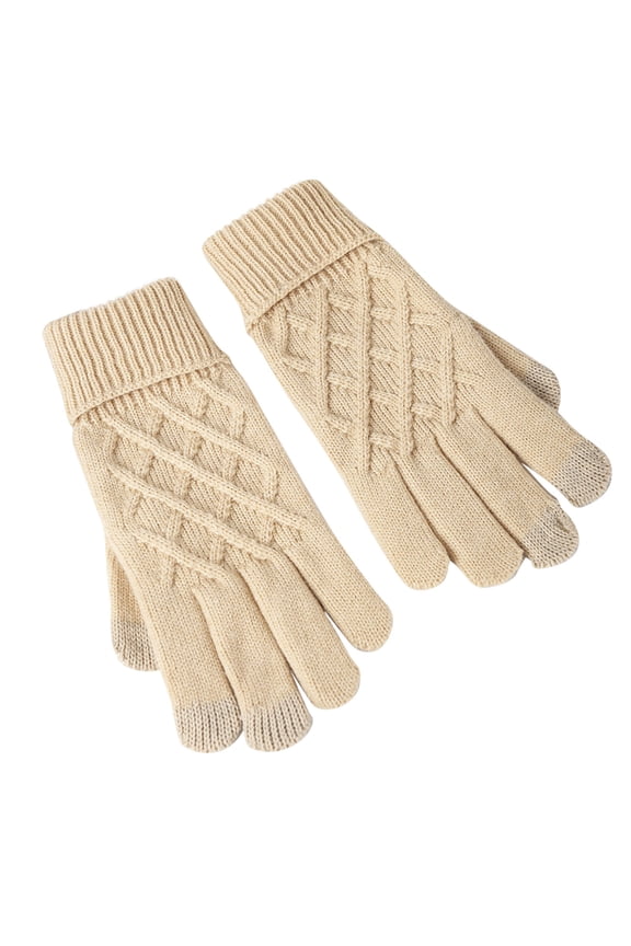 Winter Gloves for Women & Men Warm Touch Screen Texting Gloves Cable Knit Gloves Thick Warm Winter Glove Beige
