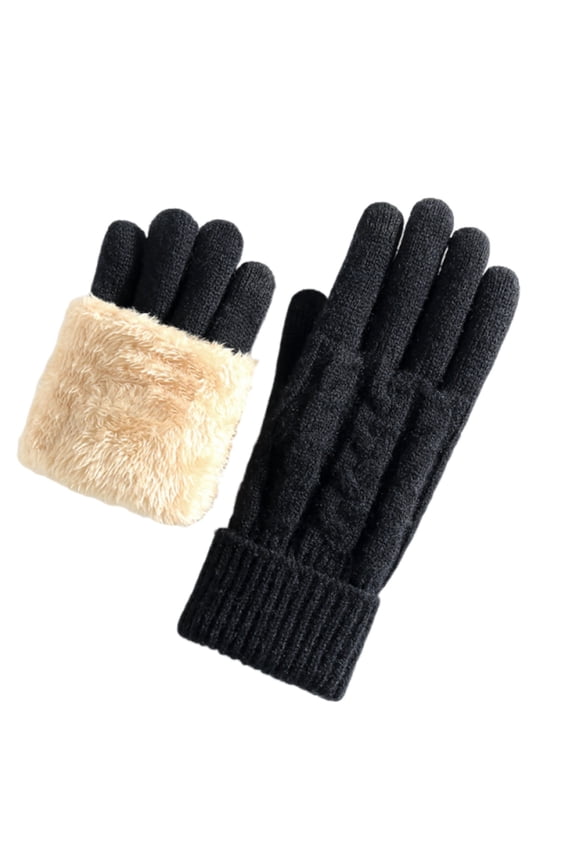 Winter Gloves for Women Warm Wool Touch Screen Ladies Windproof Thermal Knit Fleece Lined Gloves for Cold Weather Black