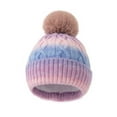 thumbnail image 1 of UTSJKR Winter Keep Warm Gradient Striped Pattern Knitted Hat Featuring a Faux Fur Pompon Ball and Thickened Wool for Ski Cap Bonnet Purple L, 1 of 2