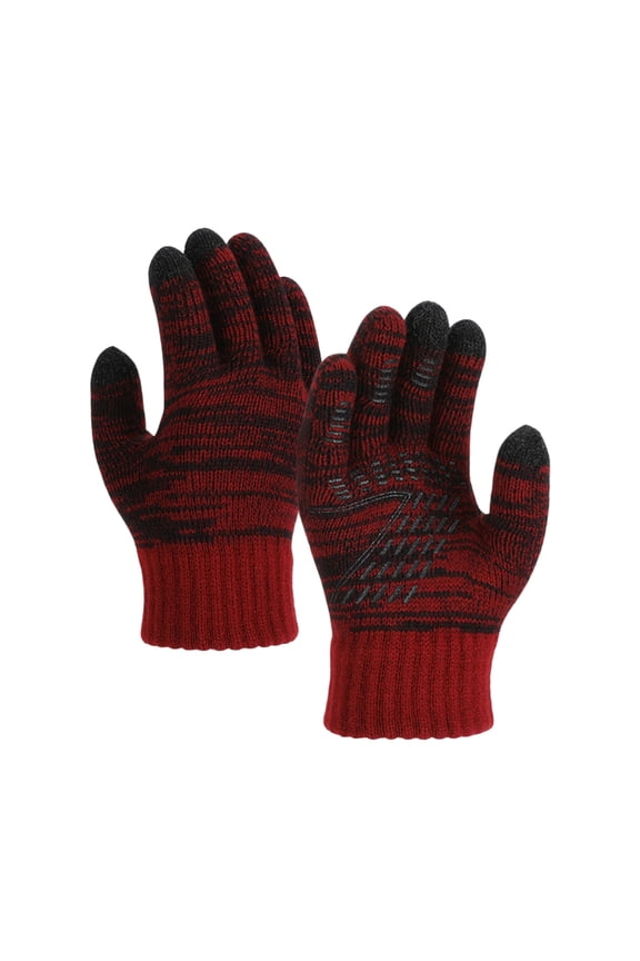 Winter Knit Gloves Warm Full Fingers Men Women with Upgraded Touch Screen - Anti-Slip Glove Fleece Lined Red