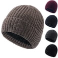 thumbnail image 1 of UTSJKR Winter Knitted Hat for Men and Women Couple Thickened and Warm Woolen Hat with Headband Cold Hat Casual Flipped Pullover Hat Black, 1 of 5
