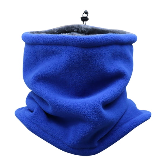 UTSJKR Winter Neck Warmer Double-Layer Fleece Neck Gaiter With Adjustable Drawstring Thermal Snood Face Mask Tube Scarf Blue