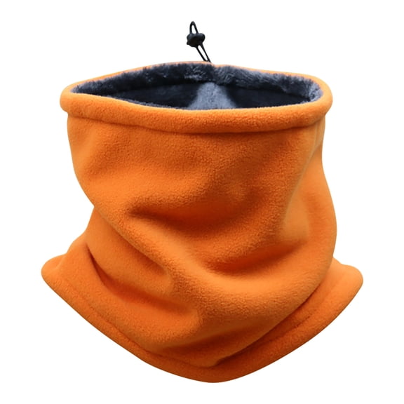 UTSJKR Winter Neck Warmer Double-Layer Fleece Neck Gaiter With Adjustable Drawstring Thermal Snood Face Mask Tube Scarf Orange
