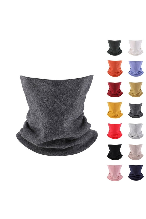 Winter Neck Warmer Gaiter Mask Balaclava Windproof Face Mask Ski Snowboard Double-Layer Cashmere Feel Circle Scarf Black