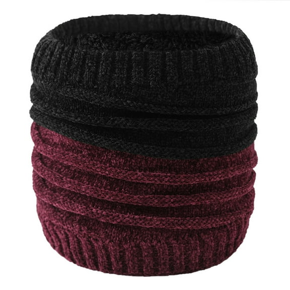 UTSJKR Winter Neck Warmer, Women Ski Scarf Color Block Cold Weather Face Cover Men Knitted Fleece Neck Gaiter Wine