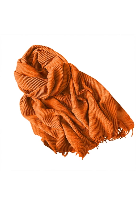 Winter Scarf for Women Men Cold Weather Soft Warm Shawls Scarves Solid Color Casual Trendy Scarves with Tassels Orange