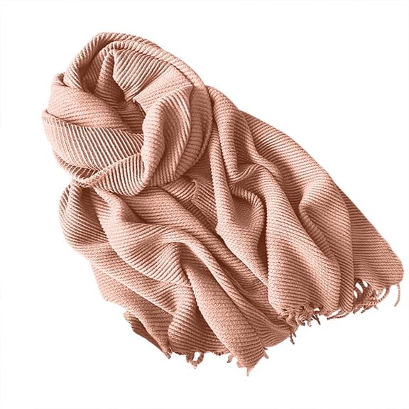 UTSJKR Winter Scarf for Women Men Cold Weather Soft Warm Shawls Scarves Solid Color Casual Trendy Scarves with Tassels Pink
