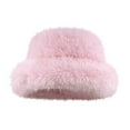 thumbnail image 1 of UTSJKR Winter Soft Faux Fur Plush Bucket Hat for Women Lovely Fuzzy Fisherman Cap Fashion Outdoor Windproof Warm Snow Cap Pink, 1 of 2