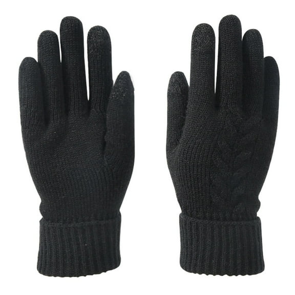 UTSJKR Winter Soft Stretch Knit Touchscreen Windproof Gloves Warm Texting Gloves Elastic Anti-Slip Gloves for Women Men Black