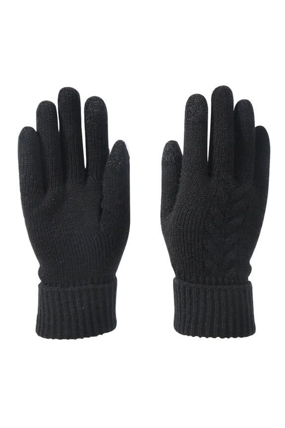 Winter Soft Stretch Knit Touchscreen Windproof Gloves Warm Texting Gloves Elastic Anti-Slip Gloves for Women Men Black