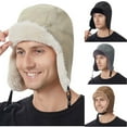 thumbnail image 1 of UTSJKR Winter Trapper Hats for Men Waterproof Faux Fur Trooper Hat Outdoor Windproof Ear Flaps Trendy Motorcycle Headwear Gray, 1 of 5
