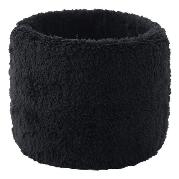 UTSJKR Winter Velvet Snood Thick Scarves Single Circle Plus Fleece Solid Color Scarves Soft Neck Collar Warmer Scarf Black