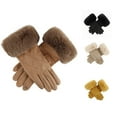 thumbnail image 1 of UTSJKR Winter Warm Gloves Faux Fur Sherpa Lined Gloves for Women - Fashion Soft Windproof Plush Gloves for Cold Weather Beige, 1 of 9